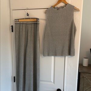 SET!!! Anthropologie Gray Ribbed Knit wide leg